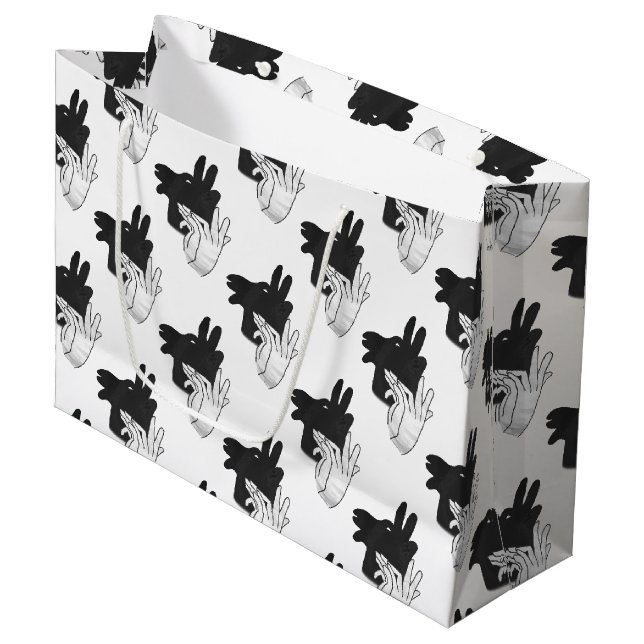 Hand Silhouette Billy Goat Grey Large Gift Bag (Front Angled)
