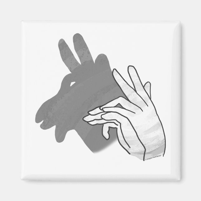 Hand Silhouette Billy Goat Grey Magnet (Front)