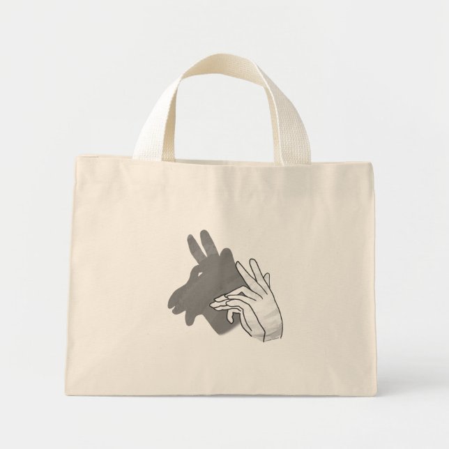 Hand Silhouette Billy Goat Grey Mini Tote Bag (Front)