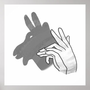 Hand Silhouette Billy Goat Grey Poster