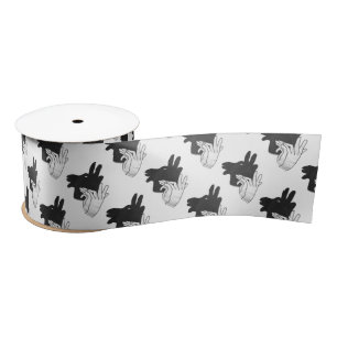Hand Silhouette Billy Goat Grey Satin Ribbon