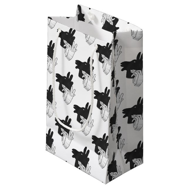 Hand Silhouette Billy Goat Grey Small Gift Bag (Front Angled)