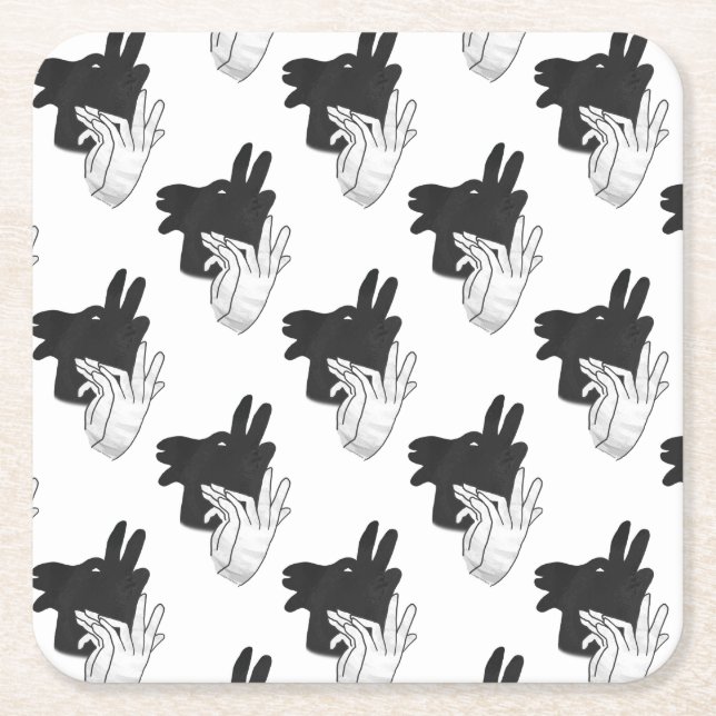 Hand Silhouette Billy Goat Grey Square Paper Coaster (Front)