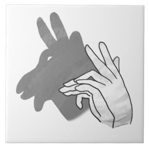 Hand Silhouette Billy Goat Grey Tile