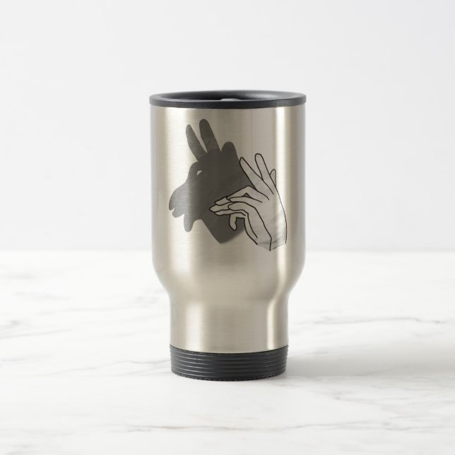 Hand Silhouette Billy Goat Grey Travel Mug (Center)