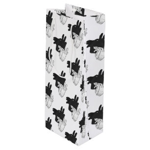 Hand Silhouette Billy Goat Grey Wine Gift Bag