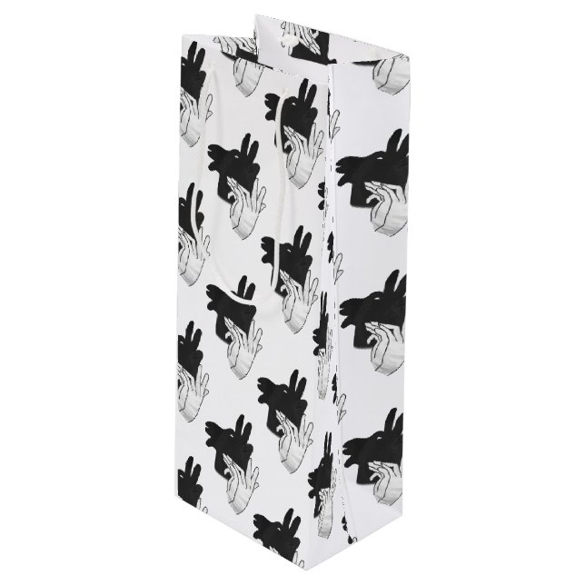 Hand Silhouette Billy Goat Grey Wine Gift Bag (Front Angled)