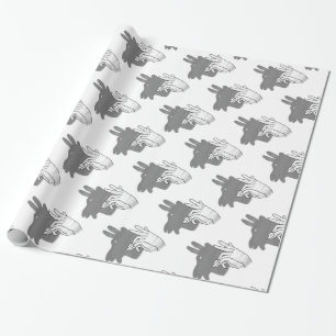 Hand Silhouette Billy Goat Grey Wrapping Paper