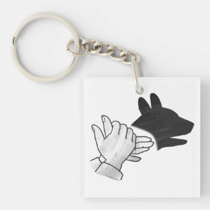 Hand Silhouette Black Dog Key Ring