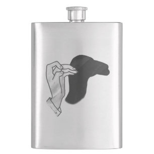 Hand Silhouette Camel Hip Flask
