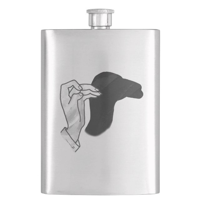 Hand Silhouette Camel Hip Flask (Front)