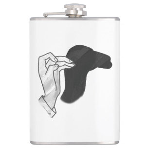 Hand Silhouette Camel Hip Flask