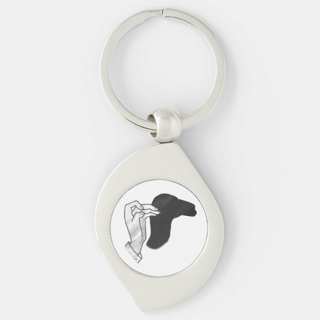 Hand Silhouette Camel Key Ring (Front)