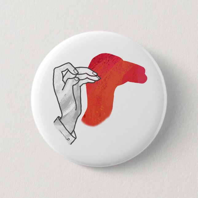 Hand Silhouette Camel Red 6 Cm Round Badge (Front)