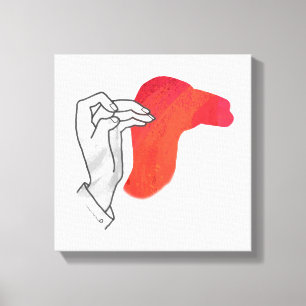 Hand Silhouette Camel Red Canvas Print
