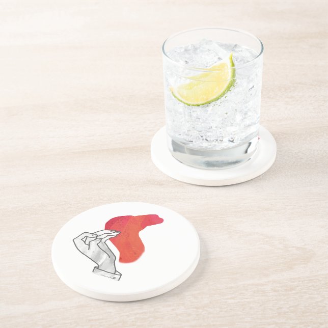 Hand Silhouette Camel Red Coaster (Side)