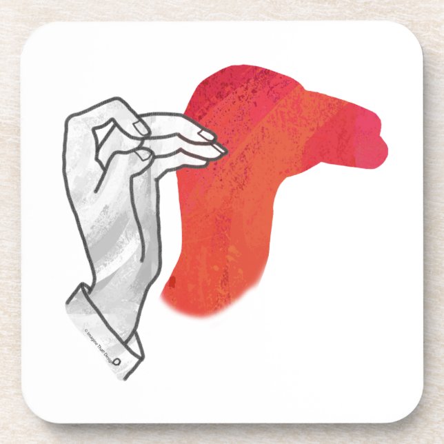 Hand Silhouette Camel Red Coaster (Front)
