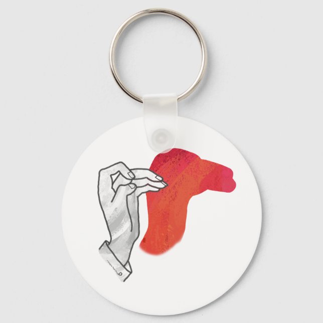 Hand Silhouette Camel Red Key Ring (Front)