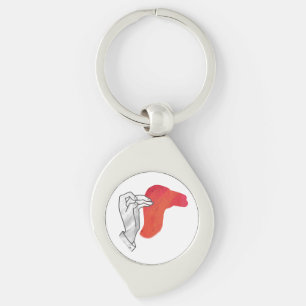 Hand Silhouette Camel Red Key Ring