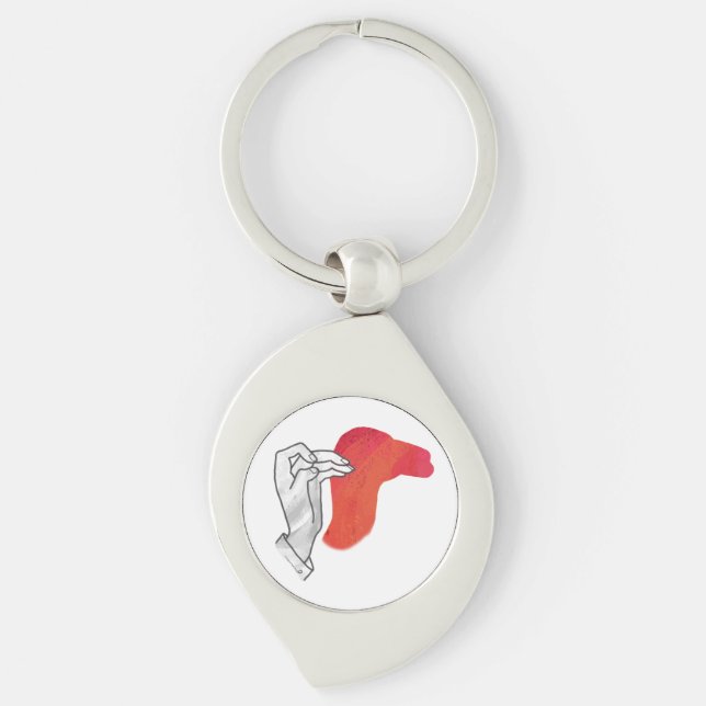 Hand Silhouette Camel Red Key Ring (Front)