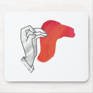 Hand Silhouette Camel Red Mouse Mat
