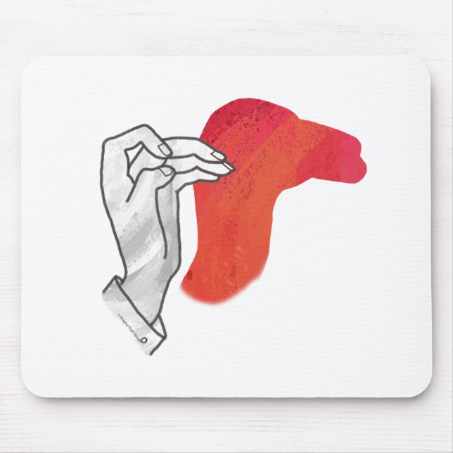 Hand Silhouette Camel Red Mouse Mat (Front)