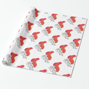Hand Silhouette Camel Red Wrapping Paper