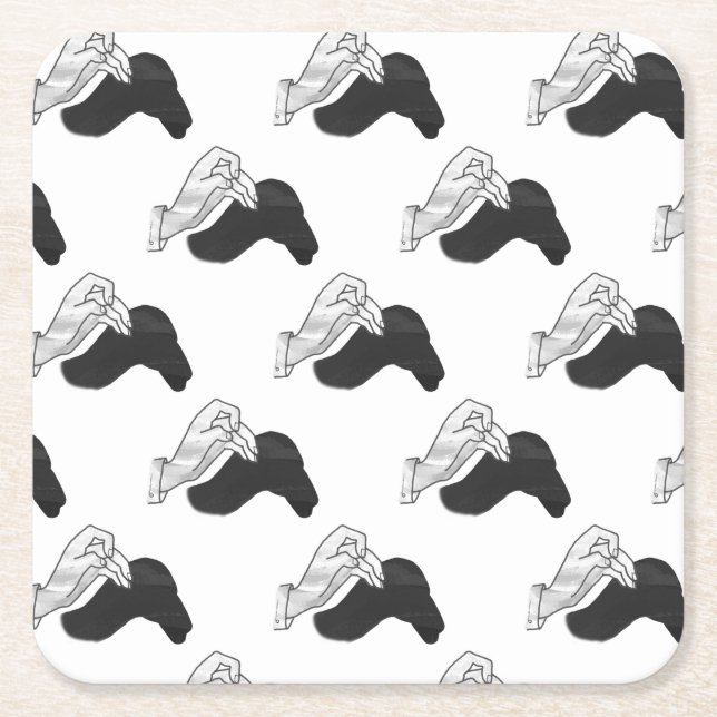 Hand Silhouette Camel Square Paper Coaster (Front)