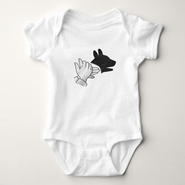 Hand Silhouette Dog Baby Bodysuit (Front)