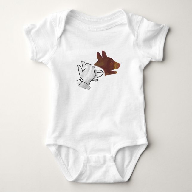 Hand Silhouette Dog Brown Baby Bodysuit (Front)