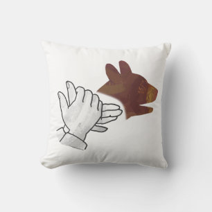 Hand Silhouette Dog Brown Cushion