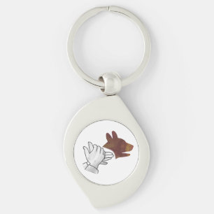 Hand Silhouette Dog Brown Key Ring