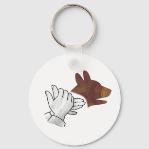 Hand Silhouette Dog Brown Key Ring