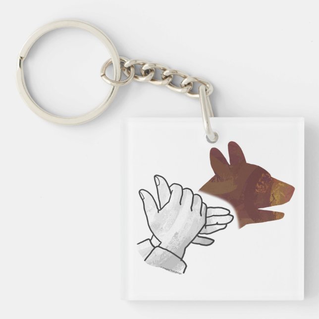 Hand Silhouette Dog Brown Key Ring (Front)