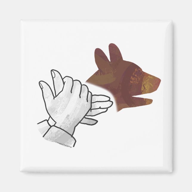 Hand Silhouette Dog Brown Magnet (Front)