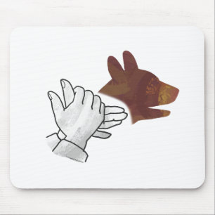 Hand Silhouette Dog Brown Mouse Mat