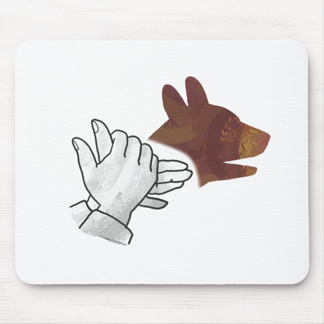 Hand Silhouette Dog Brown Mouse Mat (Front)