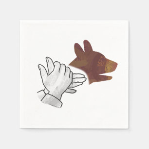 Hand Silhouette Dog Brown Napkin