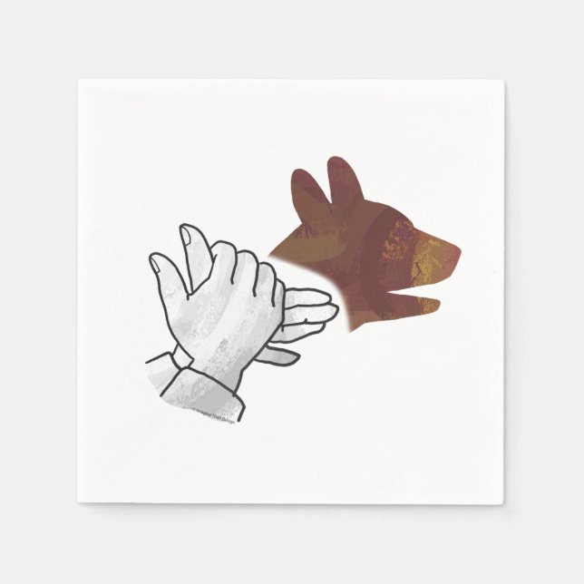 Hand Silhouette Dog Brown Napkin (Front)