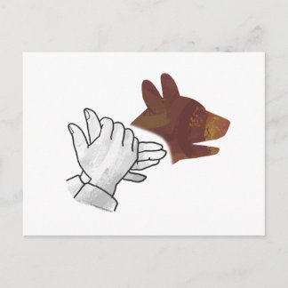 Hand Silhouette Dog Brown Postcard