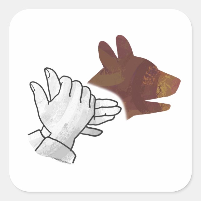 Hand Silhouette Dog Brown Square Sticker (Front)