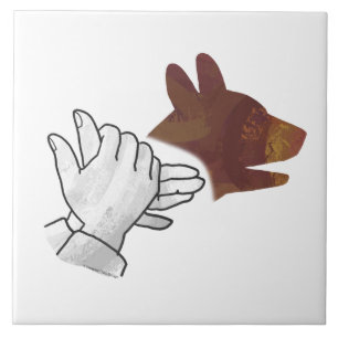 Hand Silhouette Dog Brown Tile