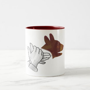 Hand Silhouette Dog Brown Two-Tone Coffee Mug