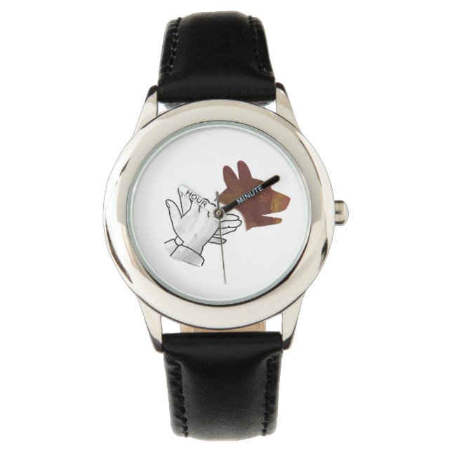 Hand Silhouette Dog Brown Watch (Front)