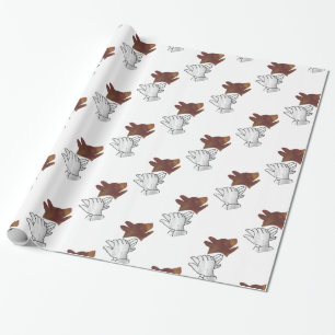 Hand Silhouette Dog Brown Wrapping Paper