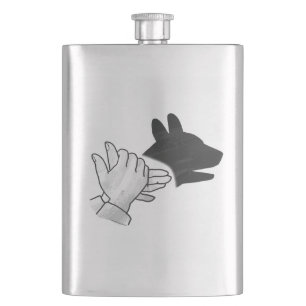 Hand Silhouette Dog Hip Flask