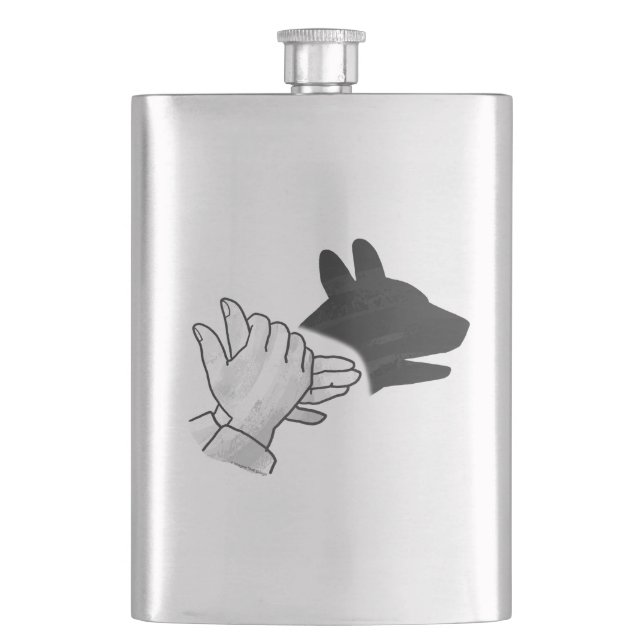 Hand Silhouette Dog Hip Flask (Front)