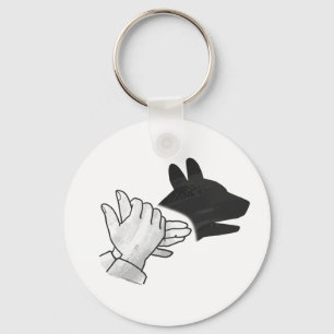 Hand Silhouette Dog Key Ring