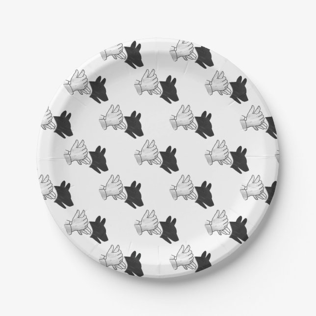 Hand Silhouette Dog Paper Plate (Front)
