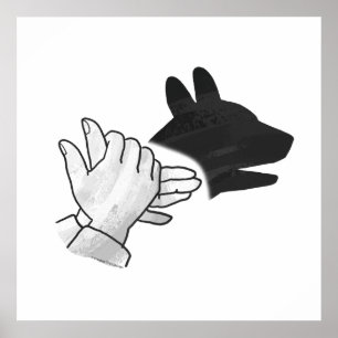 Hand Silhouette Dog Poster